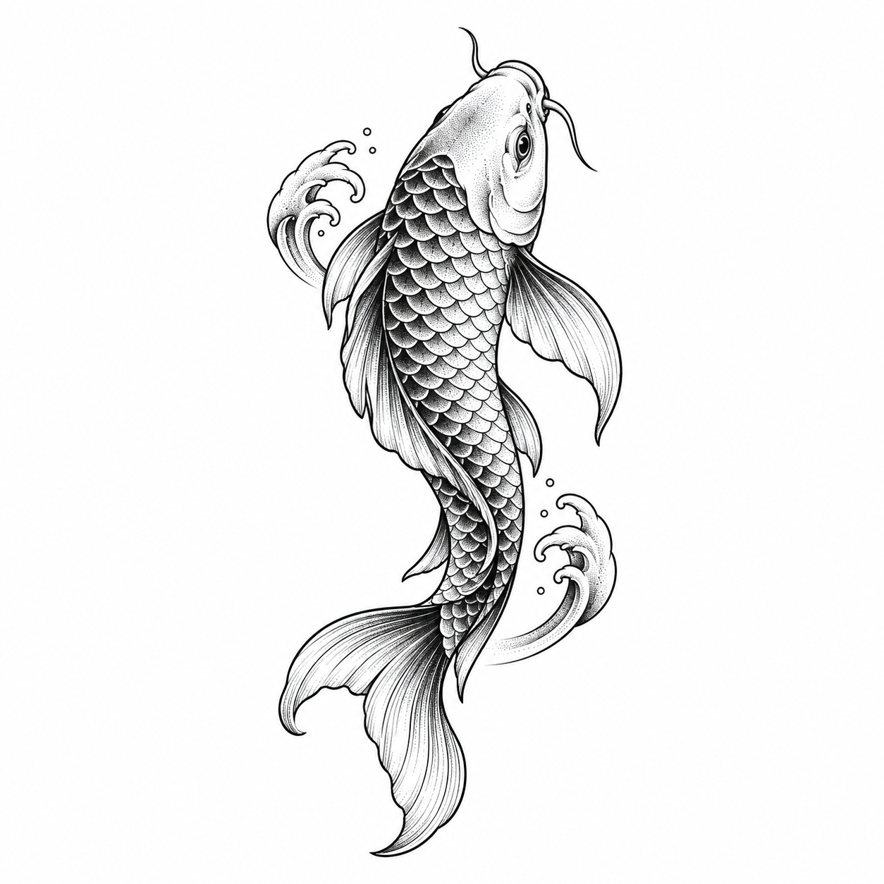 Koi and waves sample tattoo